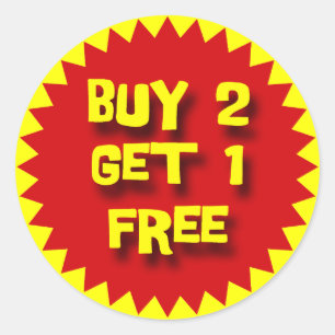 BUY 2 GET 1 FREE RETAIL BADGE CLASSIC ROUND STICKER