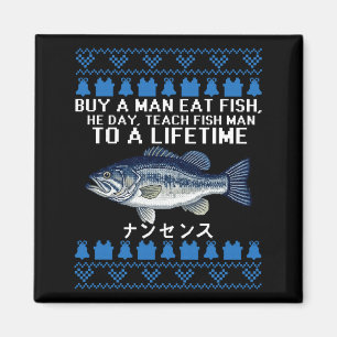 Buy A Man Eat Fish Funny Ugly Christmas Sweaters L Magnet
