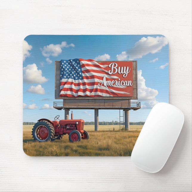 Buy American Billboard Sign With Old Tractor Mouse Mat (With Mouse)