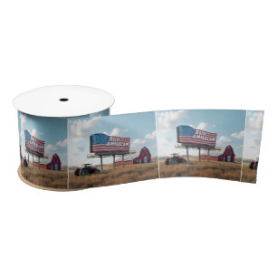 Buy American Billboard With Red Tractor and Barn Satin Ribbon