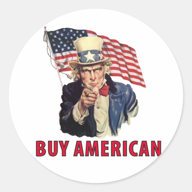 Buy American Classic Round Sticker (Front)