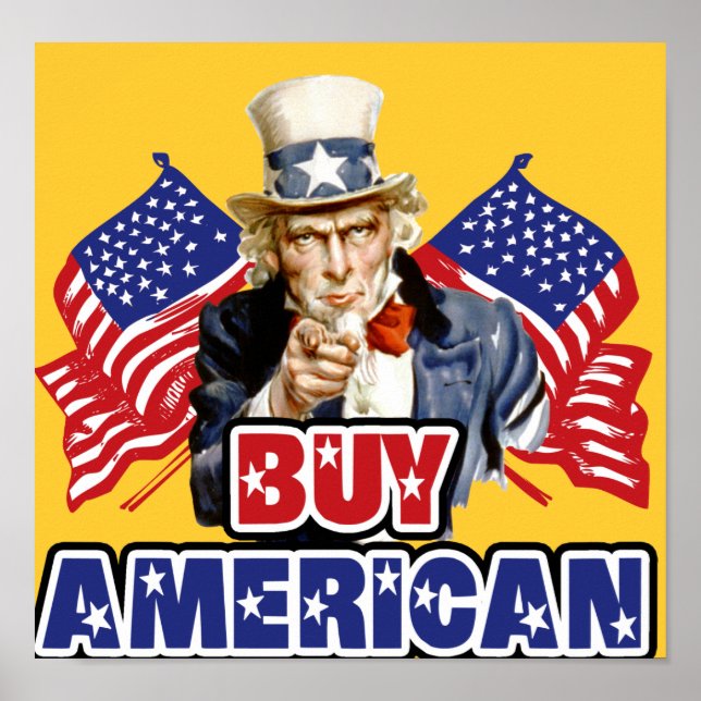 Buy American ( Made In China ) - Funny Joke Poster (Front)