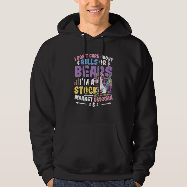 Buy And Hold Shareholder Bull Bear  Stock Market Hoodie (Front)