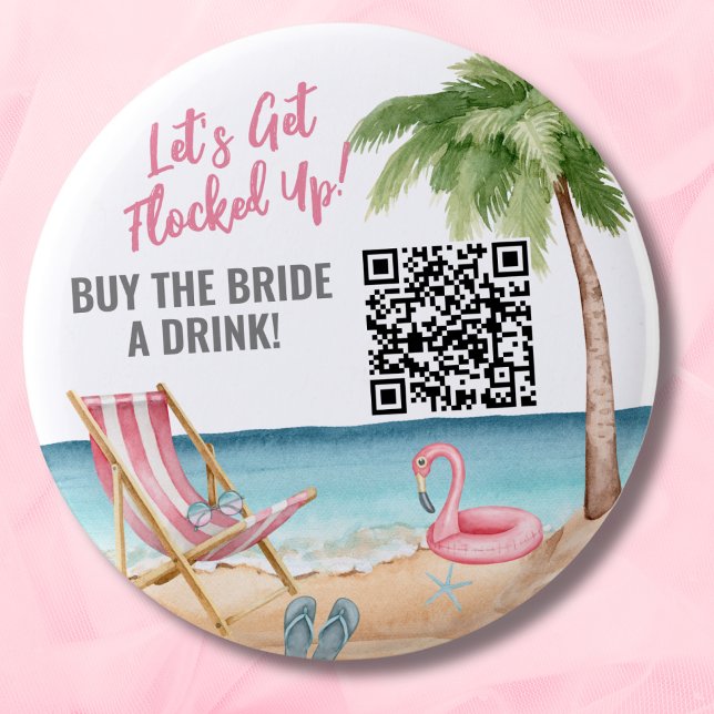 Buy Bride A Drink QR Code 6 Cm Round Badge (Bachelorette Buy Bride A Drink QR Code button)