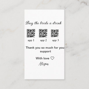 buy bride a drink scan QR code thank youInvitation Business Card