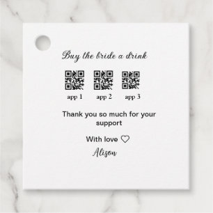 buy bride a drink scan QR code thank youInvitation Favour Tags