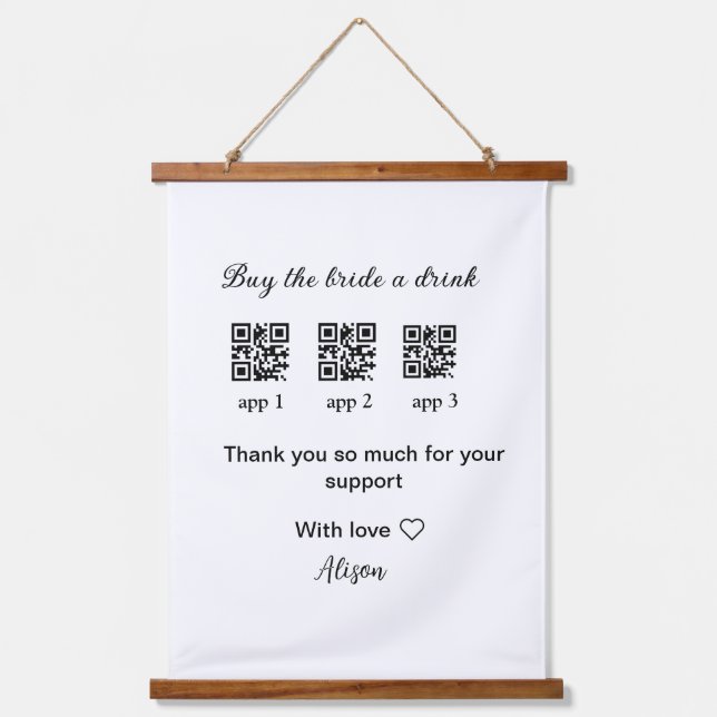 buy bride a drink scan QR code thank youInvitation Hanging Tapestry (Front)