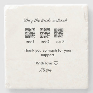 buy bride a drink scan QR code thank youInvitation Stone Coaster