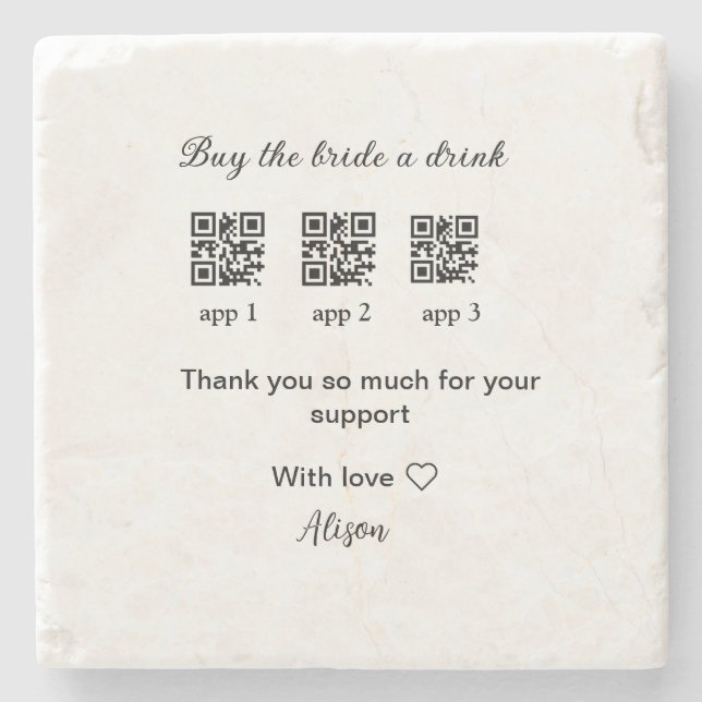 buy bride a drink scan QR code thank youInvitation Stone Coaster (Front)