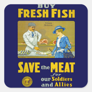 Buy Fresh Fish ~ Save the Meat Square Sticker