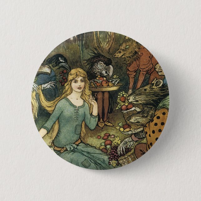 Buy From Us With a Golden Curl 6 Cm Round Badge (Front)