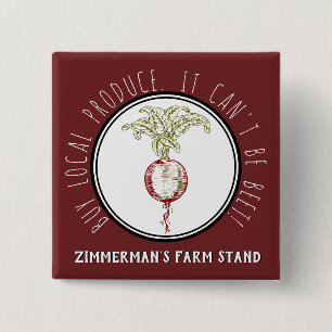 Buy Local Produce Custom Farm Name Farmer's Market 15 Cm Square Badge