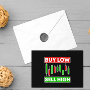 BUY LOW SELL HIGH TRADING CANDLE STICKS POSTCARD