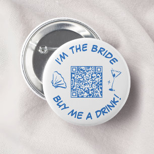 Buy Me A Drink Bride Bachelorette Party QR Code 6 Cm Round Badge