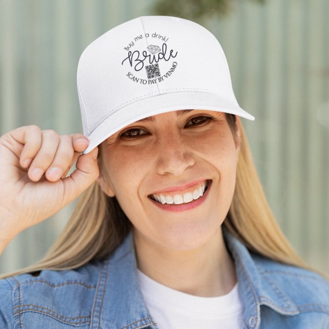 Buy Me A Drink Bride Bachelorette Party QR Code Trucker Hat (Creator Uploaded)