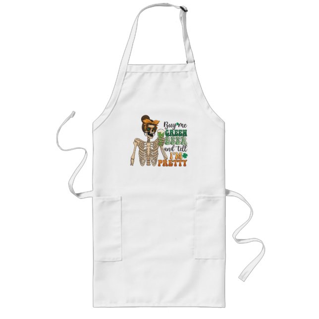 Buy Me Green Beer - Skeleton | St. Patrick's Day Long Apron (Front)