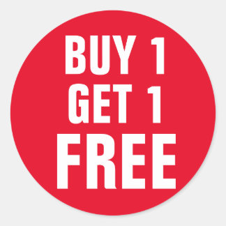 Buy One Get One Free Custom Discount Sale Offer  Classic Round Sticker