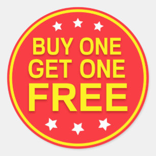 Buy one get one free, red yellow retail stickers