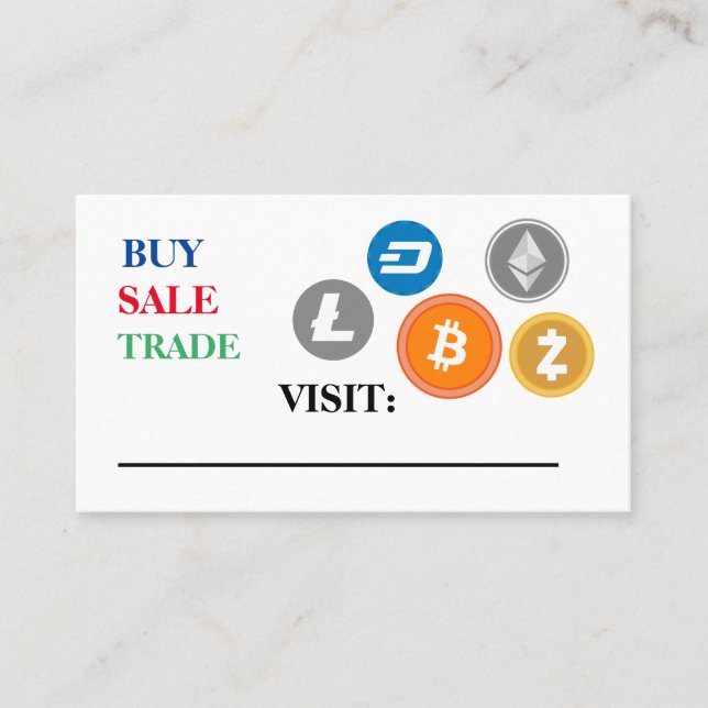 buy sale and trade crypto  business card (Front)