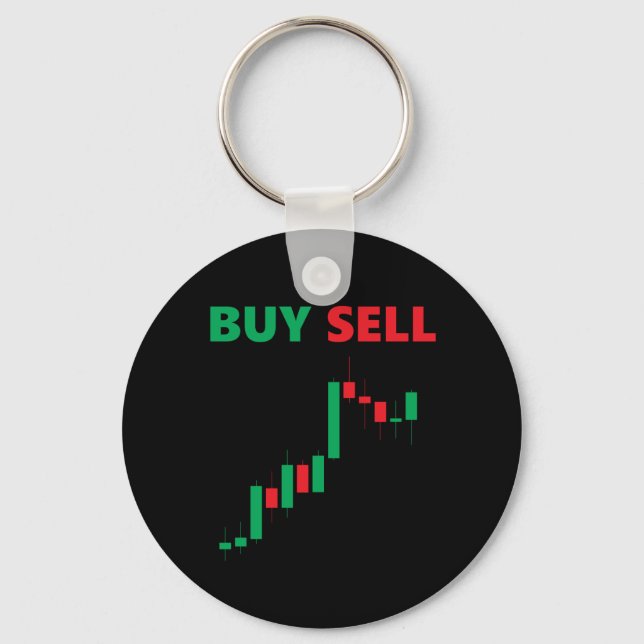 Buy Sell - Stock Forex Market Currency Trader Key Ring (Front)