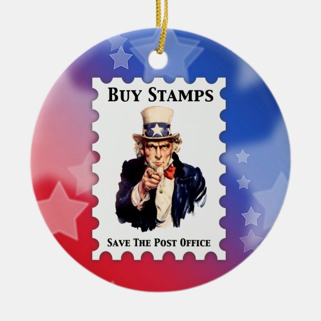 Buy Stamps Save The Post Office Ceramic Tree Decoration (Front)
