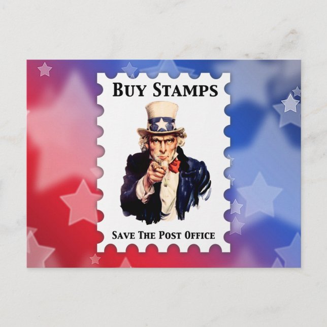 Buy Stamps Save The Post Office Postcard (Front)