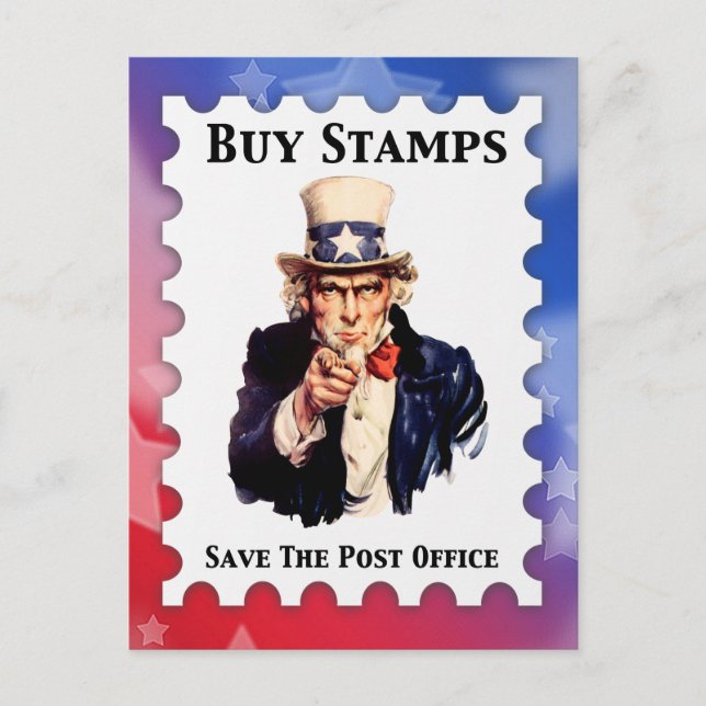 Buy Stamps Save The Post Office Postcard (Front)