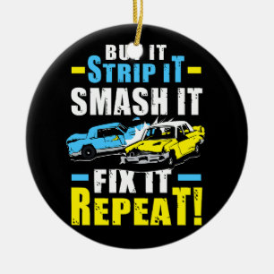 Buy Strip Smash Fix It Repeat Racing Quote Demolit Ceramic Tree Decoration