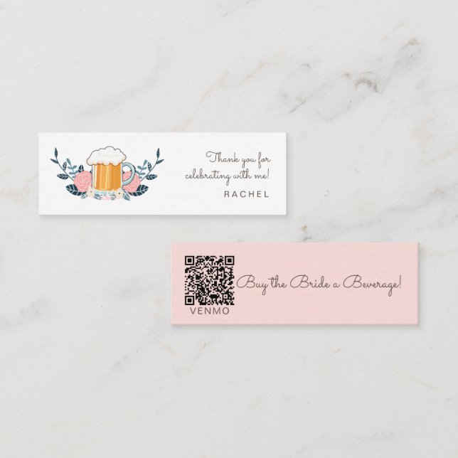 Buy the bride a beer bachelorette mini business card (Front/Back)