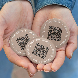Buy the Bride a Drink Bachelorette Party QR Code 6 Cm Round Badge