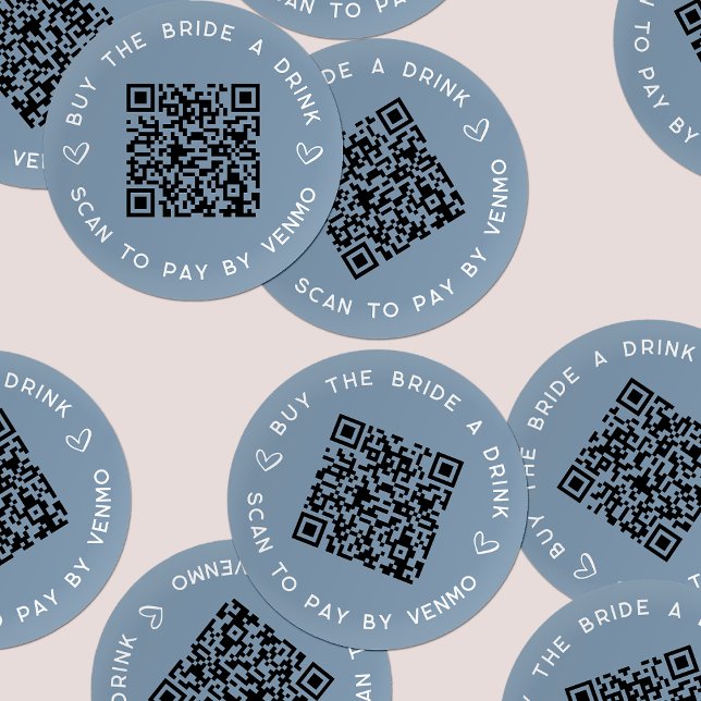 Buy the Bride a Drink Bachelorette Party QR Code Classic Round Sticker (Creator Uploaded)
