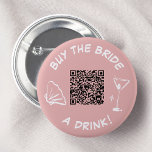 Buy The Bride A Drink Bachelorette Pink 6 Cm Round Badge<br><div class="desc">This playful button is perfect for a trendy bachelorette party! Featuring a stylish pink background with a bold "Buy the Bride a Drink!" message, a whimsical martini glass, and a convenient QR code, this button is sure to be a hit with your bridal party and guests. It's a fun and...</div>
