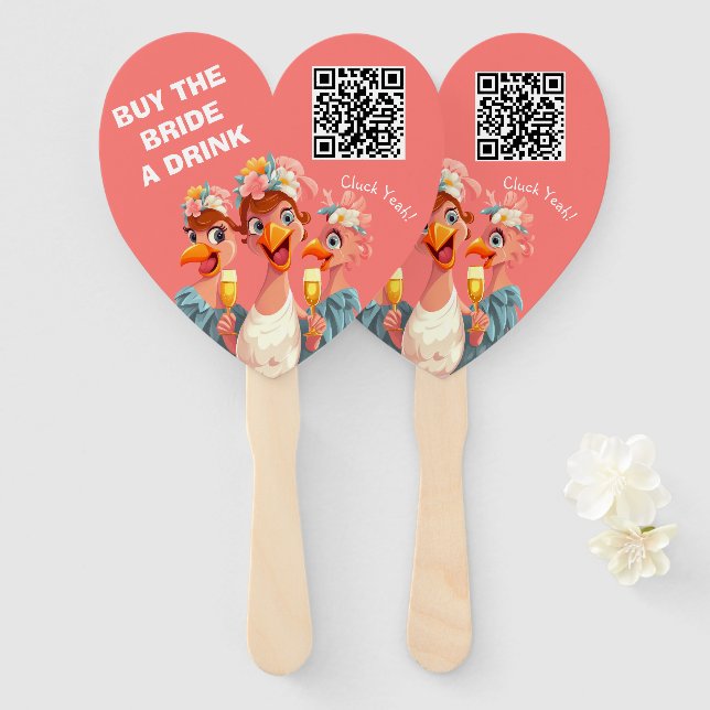 Buy the Bride a Drink- Customisable QR Code  Hand Fan (Front and Back)