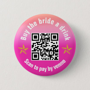 Buy the Bride A Drink Disco Cowgirl QR Code 6 Cm Round Badge