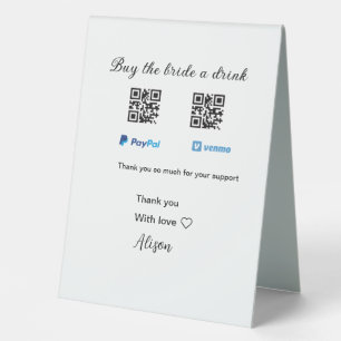 Buy the bride a drink donation QR Venmo PayPal 