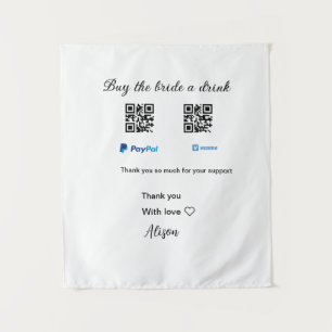 Buy the bride a drink donation QR Venmo PayPal Tapestry