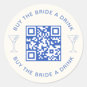 Buy The Bride A Drink QR Code Bachelorette Party Classic Round Sticker