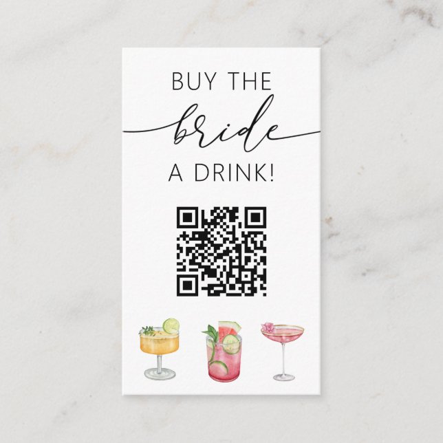 Buy the Bride a Drink QR Code Enclosure Card (Front)