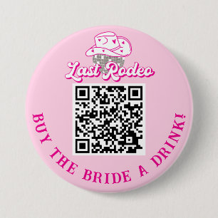 Buy The Bride A Drink QR Code Pink Bachelorette 7.5 Cm Round Badge