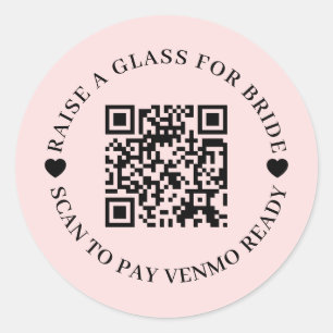 Buy The Bride A Drink QR Code Pink Design Classic Round Sticker