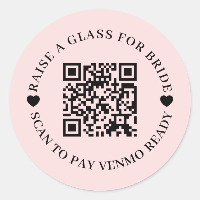 Buy The Bride A Drink QR Code Pink Design Classic Round Sticker (Front)