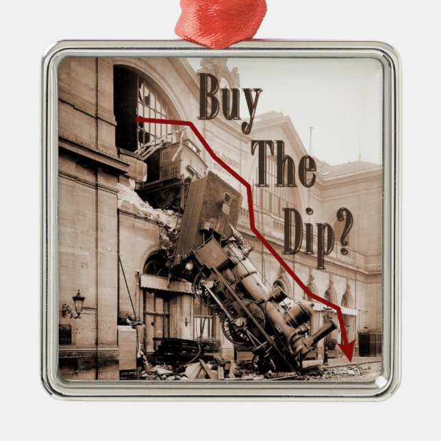 Buy The Dip Stock Market Humour Metal Tree Decoration (Front)