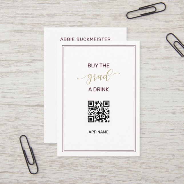 Buy the Grad a Drink QR Code Photo Graduation Card (Front/Back In Situ)