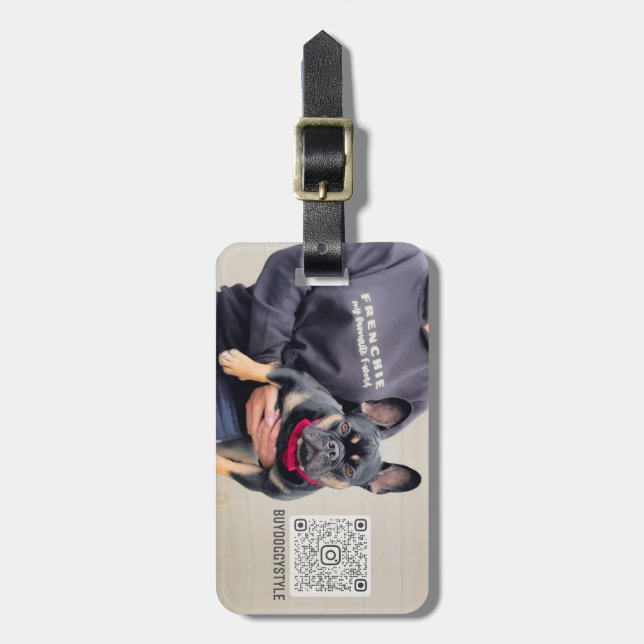 BuyDoggyStyle Photo Scannable QR Code  Luggage Tag (Front Vertical)