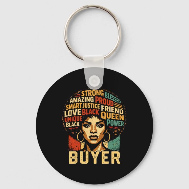 Buyer Black History Month Powerful Black Pride Art Key Ring (Front)