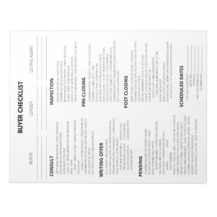 BUYER CHECKLIST NOTEPAD FOR REALTOR