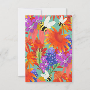 Buzz Among Blooms-Mint Meadow Thank You Card