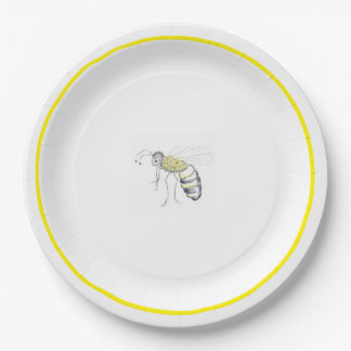 Buzz & Bloom Paper Plates  - hand drawn bee design