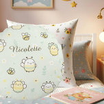 Buzz & Bloom: The Children's Storytime  Round Cushion<br><div class="desc">Curl up on the Buzz & Bloom, a storybook round cushion that's as sweet as nectar. Adorned with joyful bees and tender blossoms, it's a soft landing spot for every little dreamer's next big adventure. In hues that sing of spring and tales untold, this cushion is a child's first pick...</div>