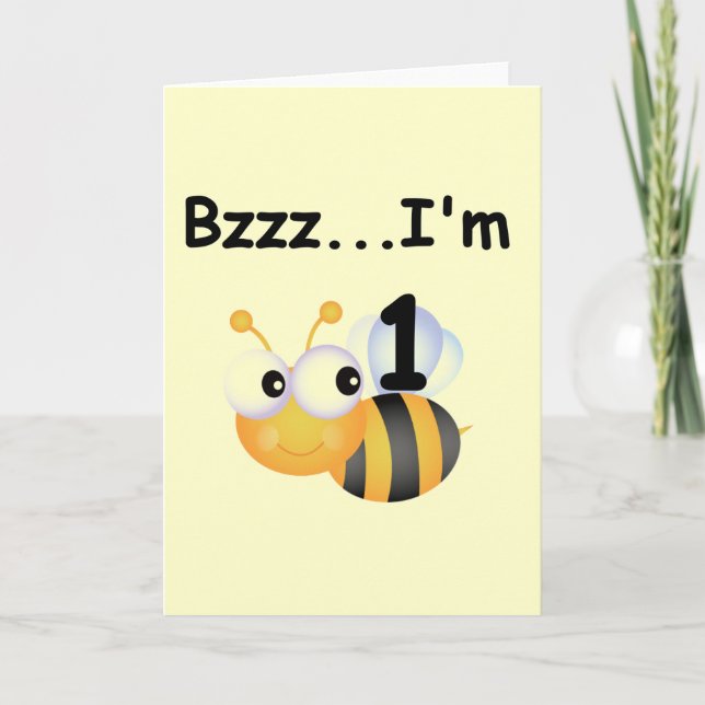 Buzz Bumblebee 1st Birthday T-shirts and Gifts Card (Front)